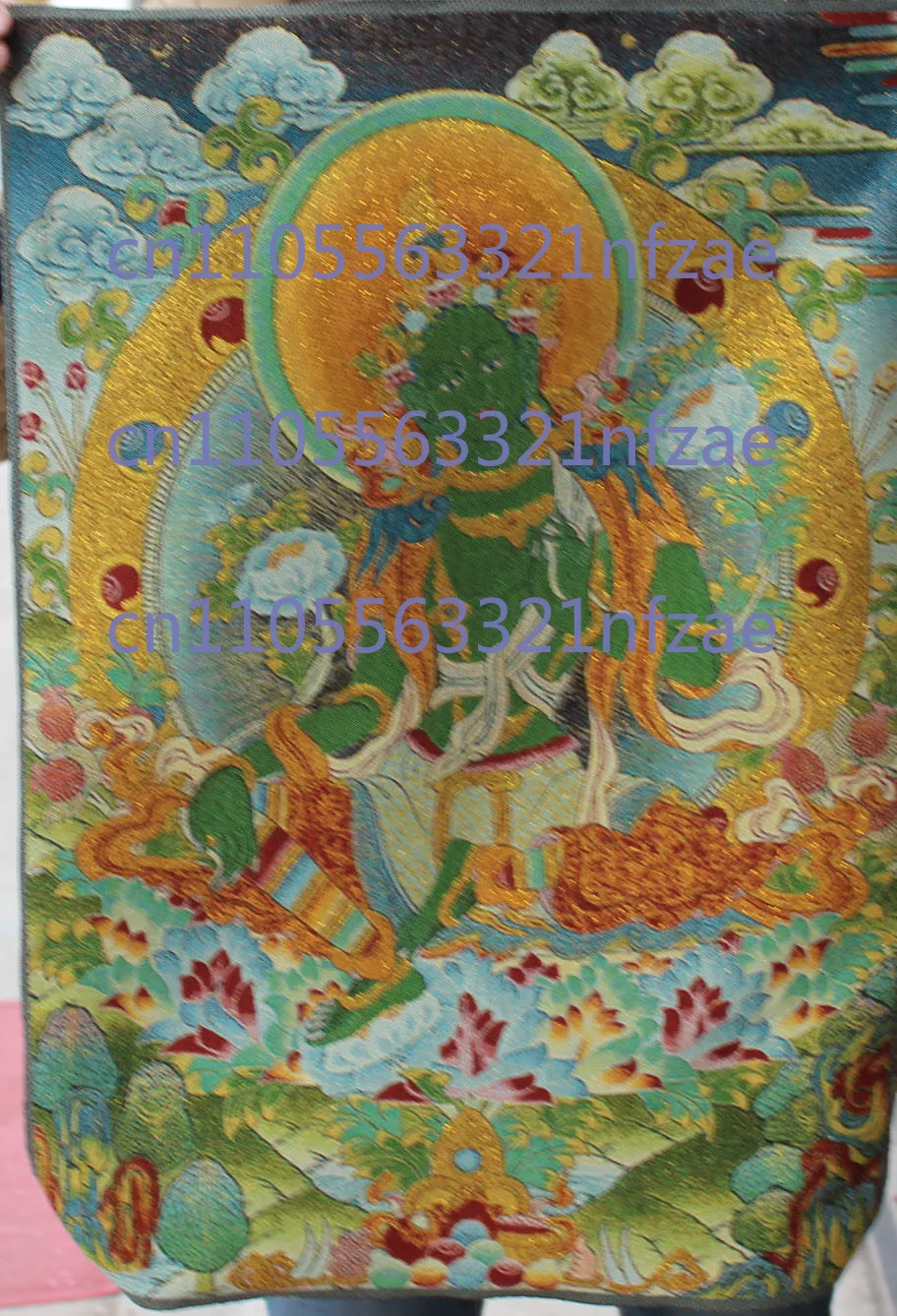 

36-дюймовая буддийская шелковая ткань Green Tara Muttaana Goddess Bodhisattva Thangka Thanka