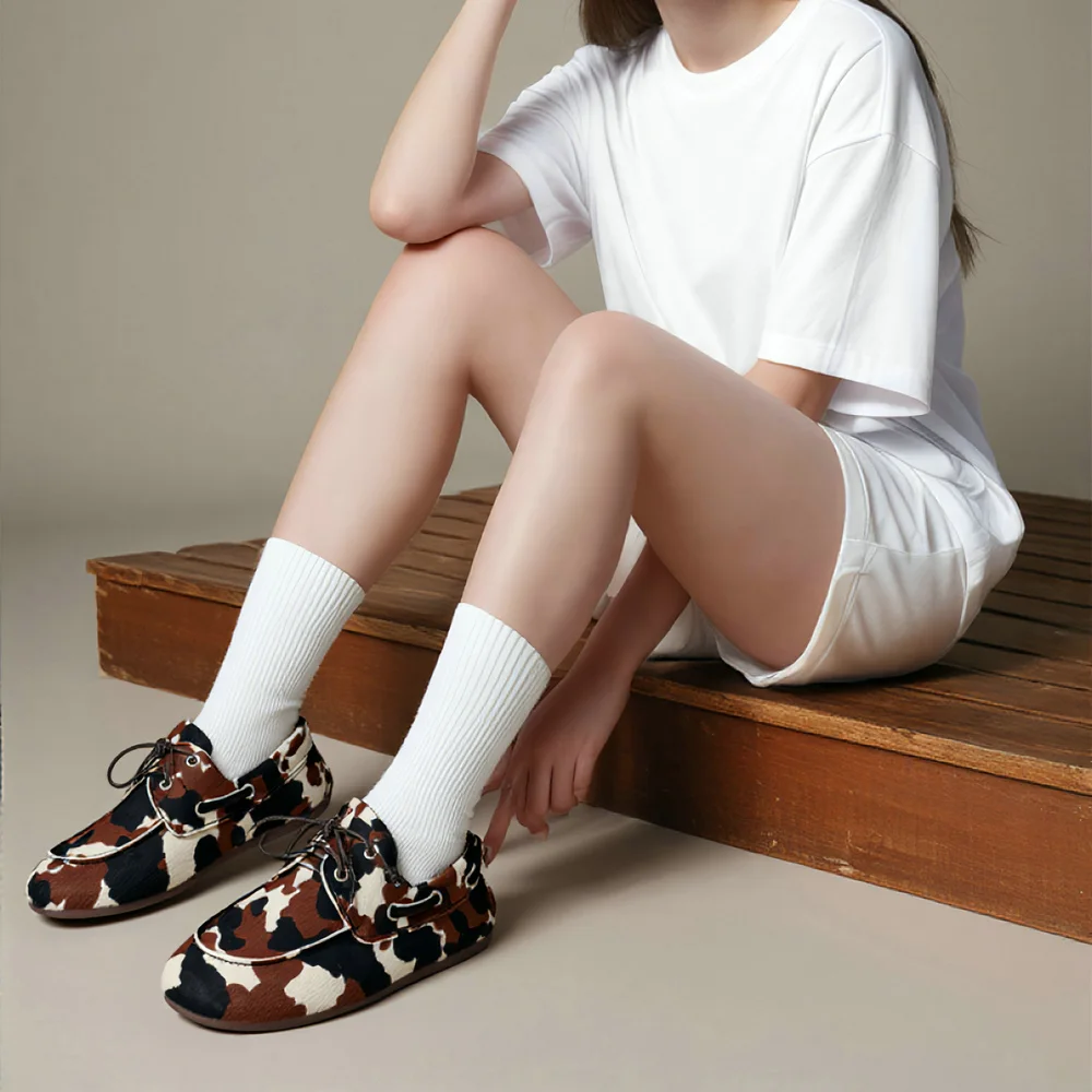 Women’s Suede Lace-Up Loafers with Round Toe (Sizes 35-43)