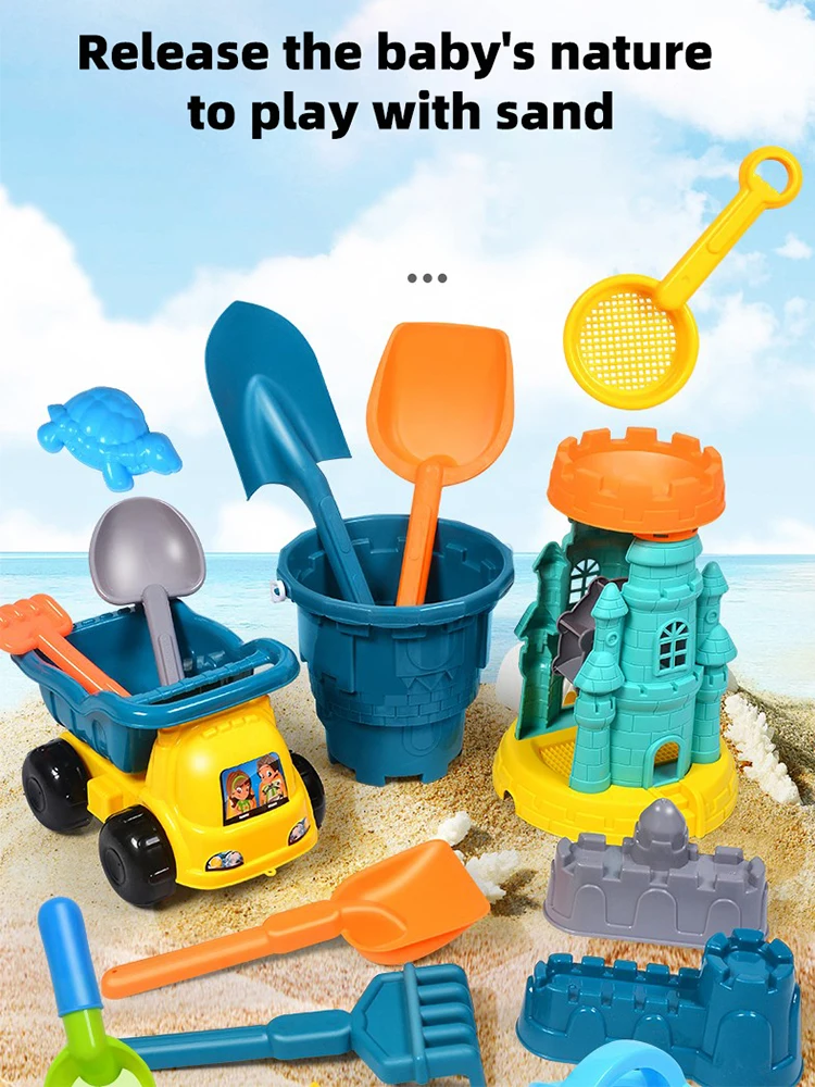 Strandspielzeug-Set für Kinder, ATV, Sandgraben und Wasserspielzeug, Strandeimer, Sanduhr, Schaufel, Strandsand-Spielwerkzeug, zufällige Farben