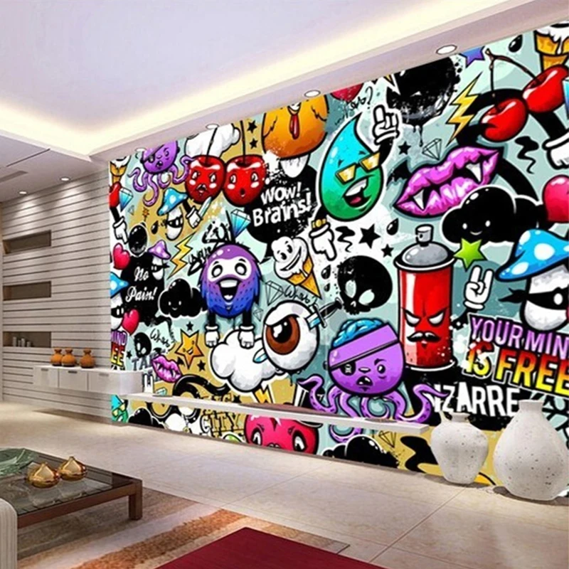Customized products Modern Creative Art Graffiti Mural Wallpaper Children's Room Living room TV background 3D bedroom colorful