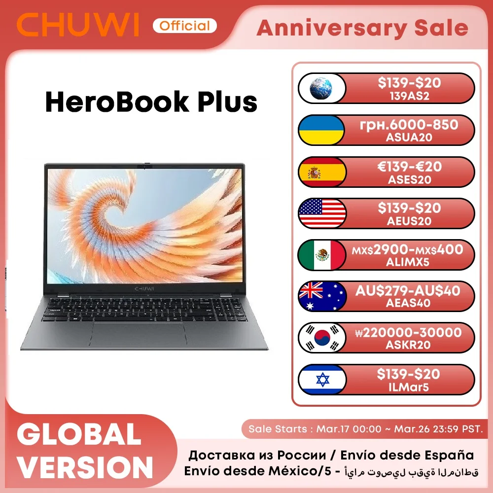 CHUWI HeroBook Plus Laptop 15.6