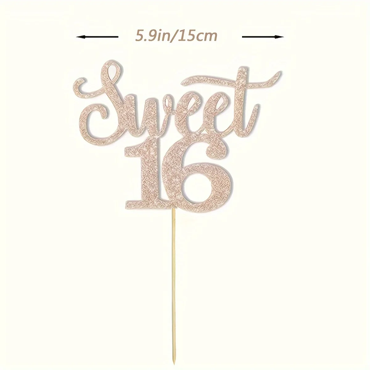 1pc, Rose Golden Paper Sweet 16 Cake Decoration Topper, Used For Cheering And Shining Decoration At 16th Birthday Party view 6