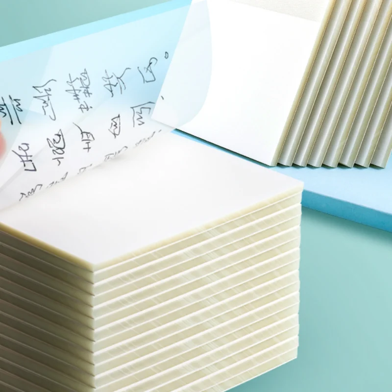 แผ่นกระดาษโน้ต100แผ่นใสสำหรับใส่เครื่องเขียนสำนักงานอุปกรณ์กันน้ำมีกาวในตัว