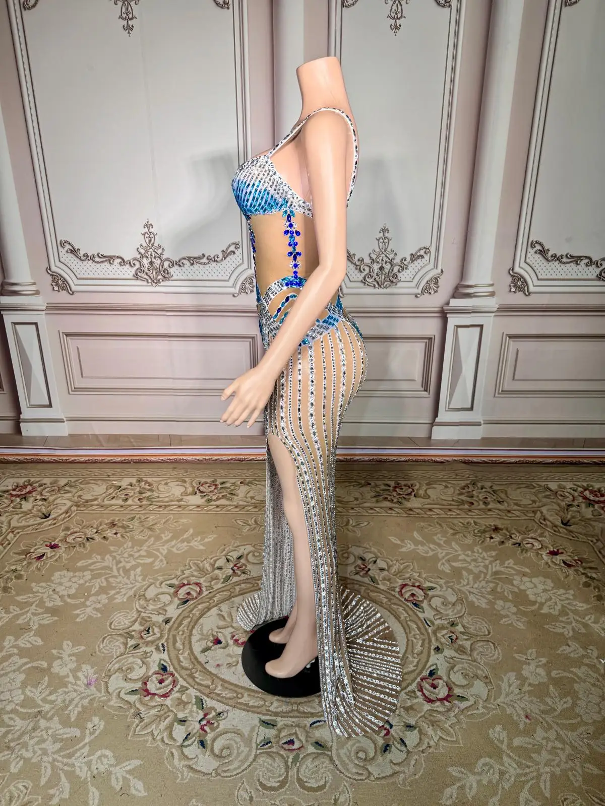 ZD blanc cristal perles longue robe de bal pour les filles noires mode dames robes pour Occasions spéciales Sexy robes de soirée Cuican