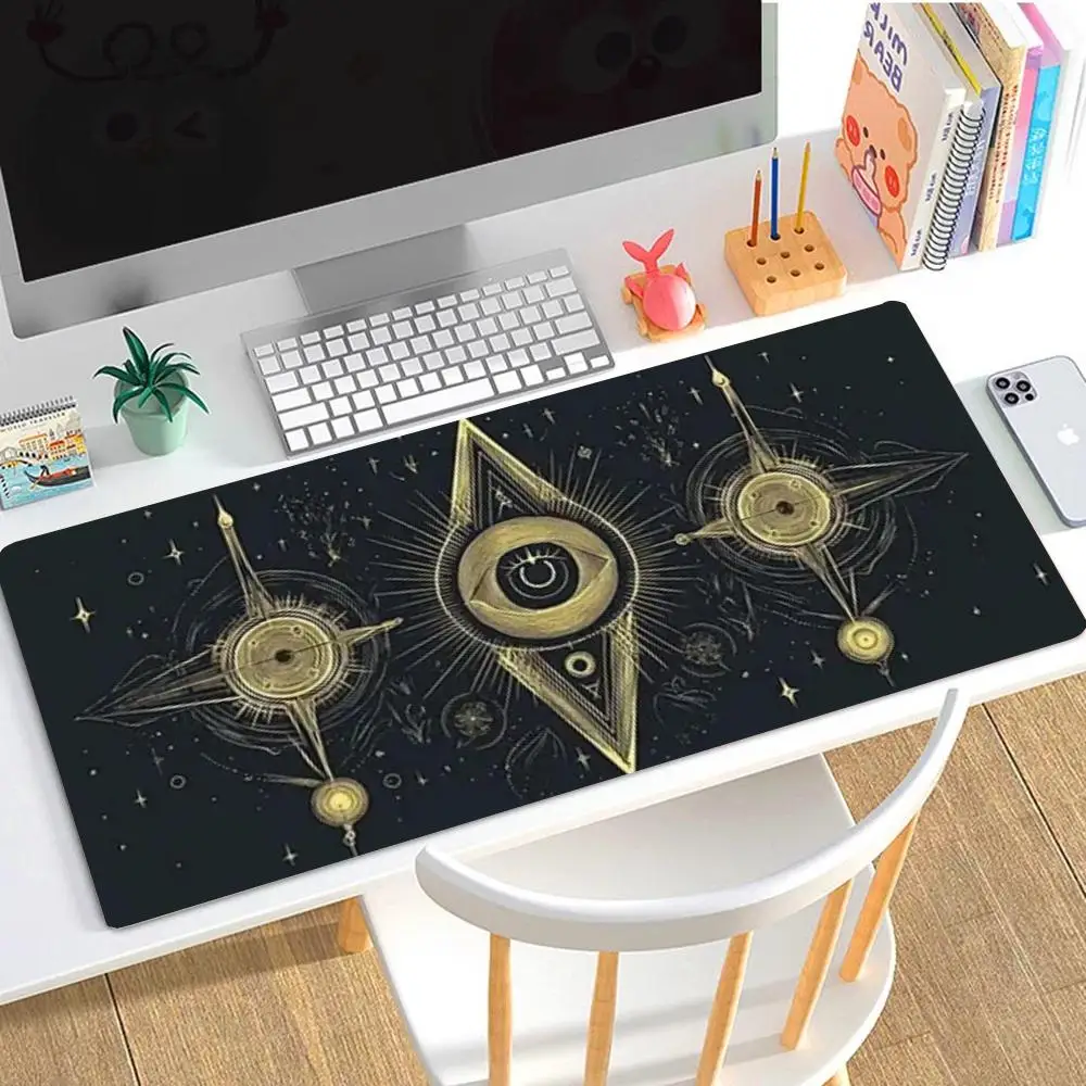 intage Mystic All Seeing Eye Star Moon Cloud Large Desk Pad mousepad table mat laptop office desktop  keyboard accessories
