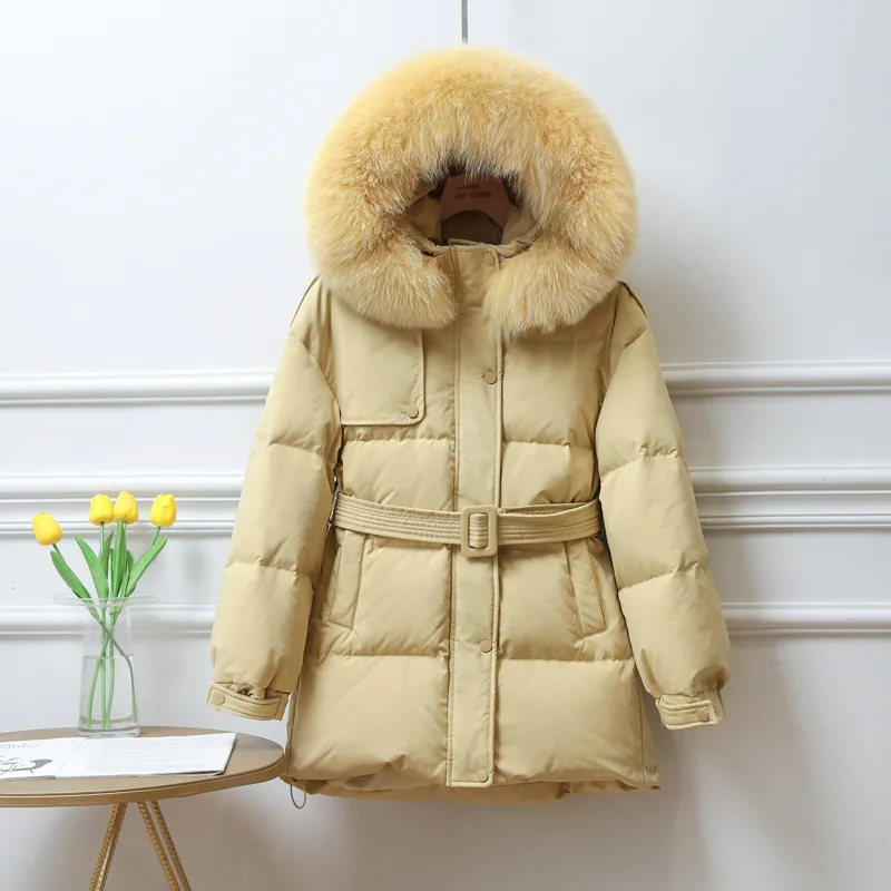 2026 Winter New Women's Down Jacket Commuting Fox Fur Collar Slim Fit Jacket