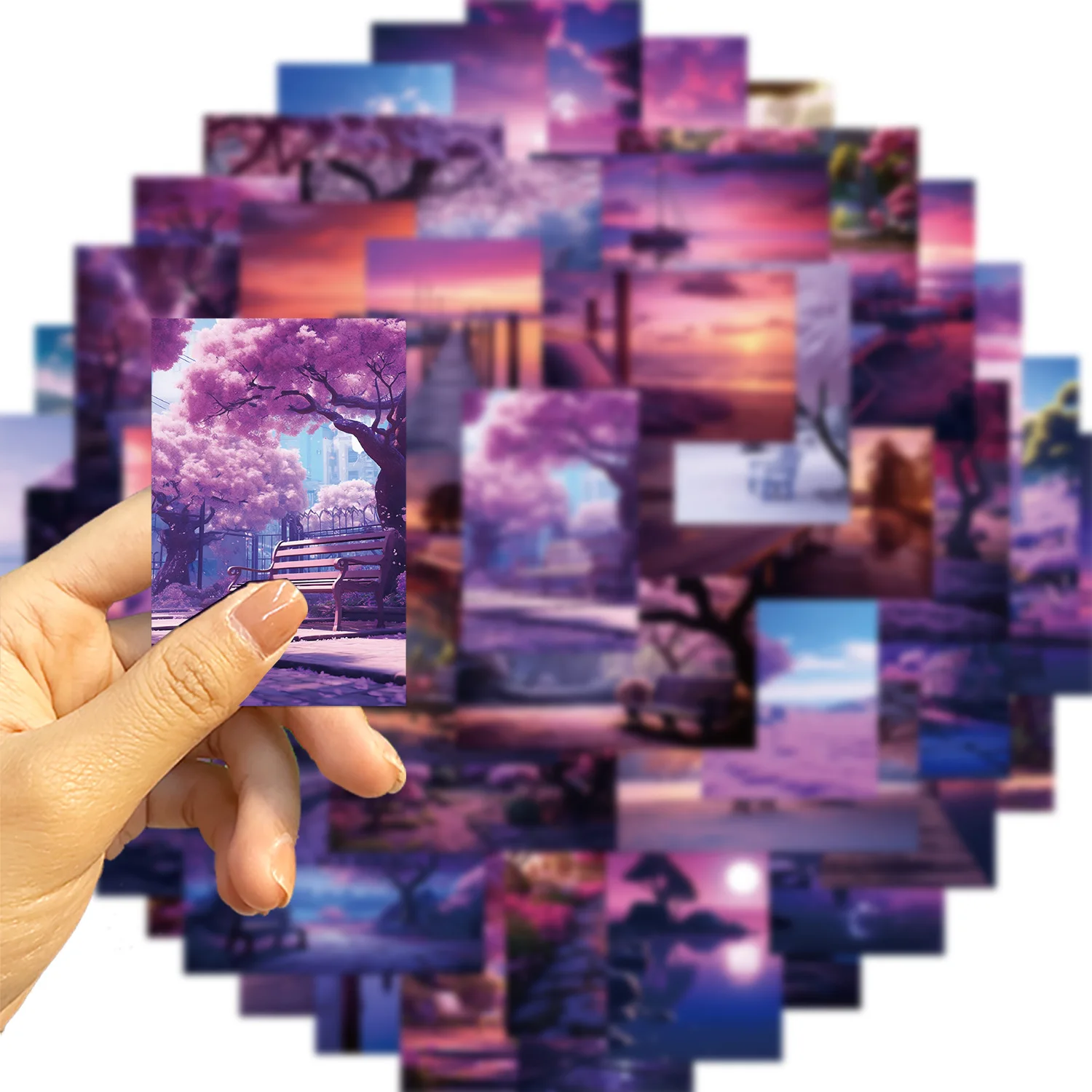 10/30/50PCS New Purple Serenity Atmosphere Sticker Graffiti Cartoon Phone Case Guitar Bottle Wall Sticker Decoration Wholesale