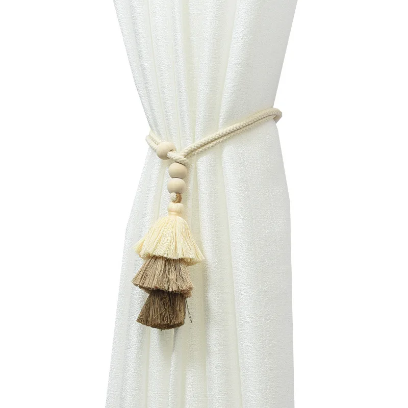 Minimalist Luxury Curtain Tiebacks Pair - Tassel Woven Rope Rings for Curtain Organization & Home Decor for Home Decoration