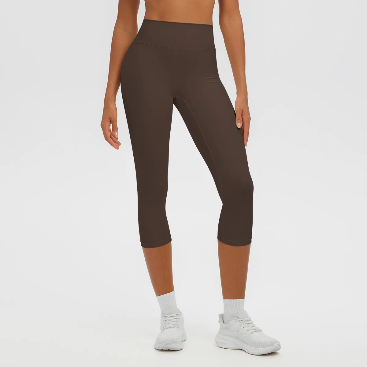 Damen-Yoga-Hosen in mittlerer Länge, einfarbig, mit hoher Dehnbarkeit, Damen-Leggings, Capri-Hosen, für Sommer, Sport, Fitnessstudio, Outdoor-Aktivitäten, Laufen, Damen-Hosen. – Detail 40