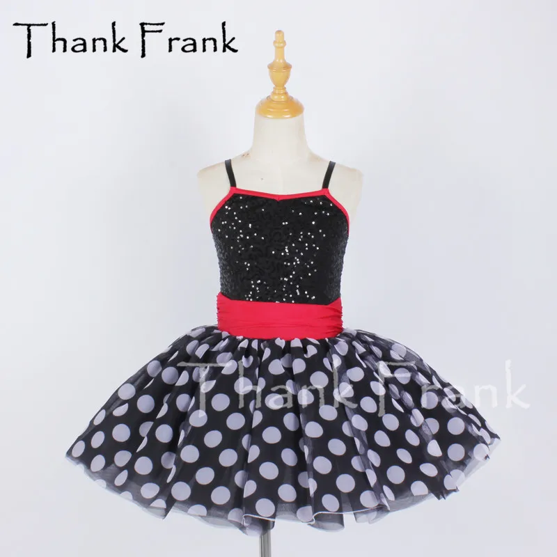 

New Camisole Ballet Dress For Girls Kids Black Sequin Princess Tutu Dresses Women Adult Polka Dots Ballerina Dance Costumes C927