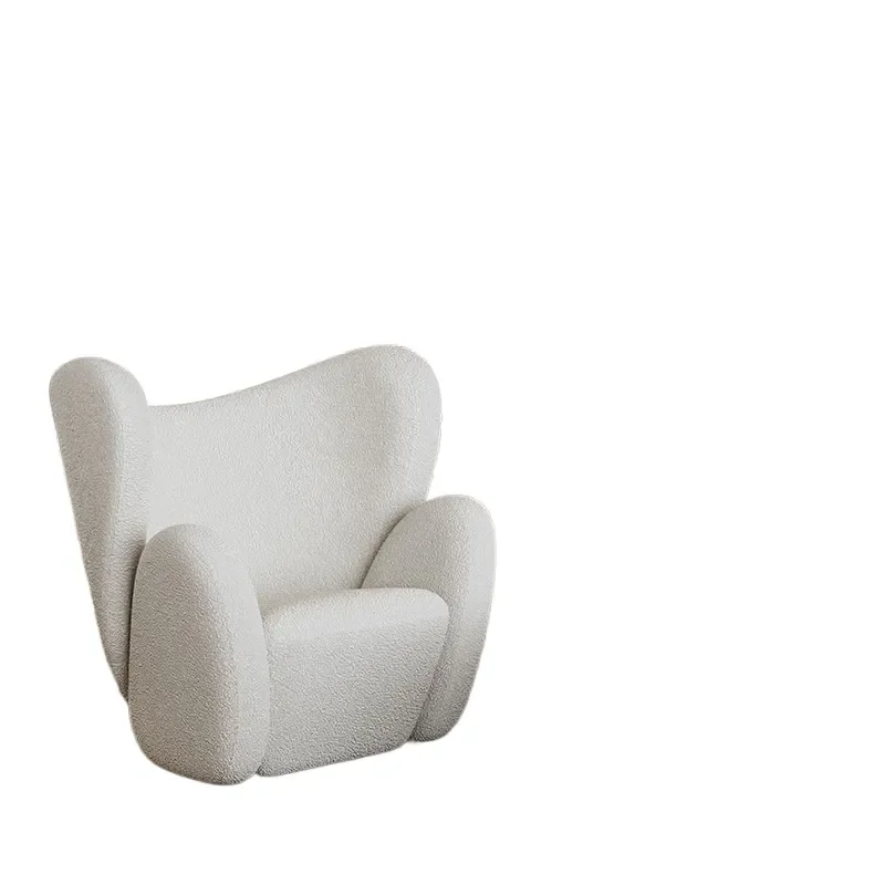 Nordic Cream Fabric Lamb Wool Single Sofa Chair Light Luxury Designer Living Room Leisure Armchair