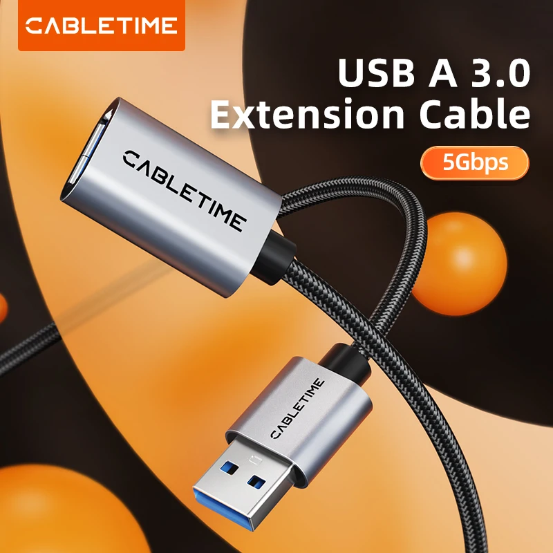 CABLETIME USB تمديد كابل USB 3.0 كابل 5Gbps موسع سلك البيانات للكمبيوتر التلفزيون الذكية PS4 X صندوق كابل يو اس بي تمديد سريع