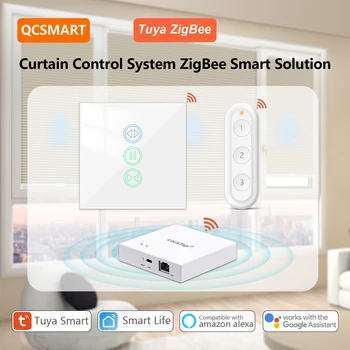 QCSMART Curtain Blind Switch Remote Control Kit ZigBee Smart Solution Tuya Smart Life work with Google Assistant Alexa DIY