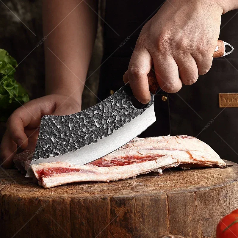 Forged Kitchen Chef Knives High Carbon Steel Meat Boning Cleaver Cheese Knife Professional Butcher Fish Fruit Knife with Cover