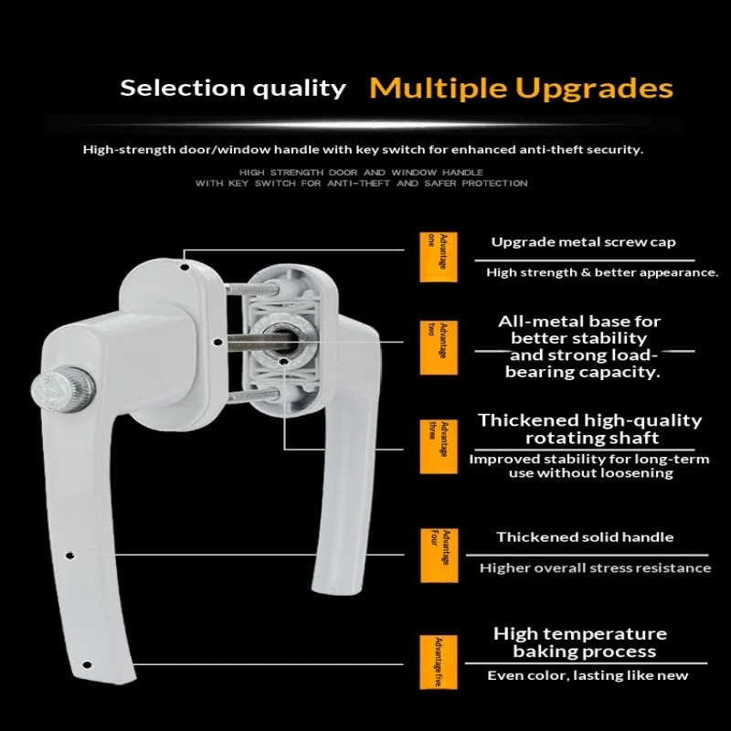 Plastic Steel Door Double-Sided Handle Aluminum Alloy Door Handle Sliding Door Pull Balcony Drive Rod Handle Accessories