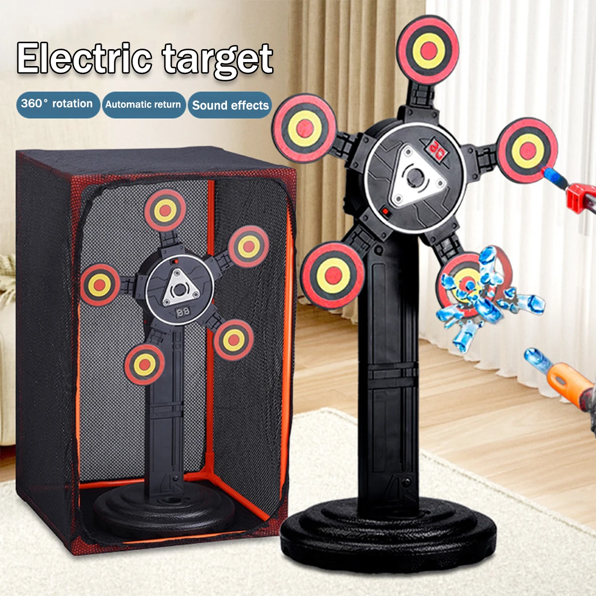 Auto Reset elektrisches Ziel 360 ° rotierendes bewegliches elektronisches digitales Bewertungs ziel Kinder Sound Light Shooting Spiel Spielzeug