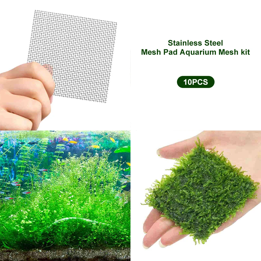 10PCS Aquarium Stainless Steel Wire Mesh Pad Moss Water Grass Fixed Landscape Decoration Fish Tank Stainless Steel Wire Mesh Pad