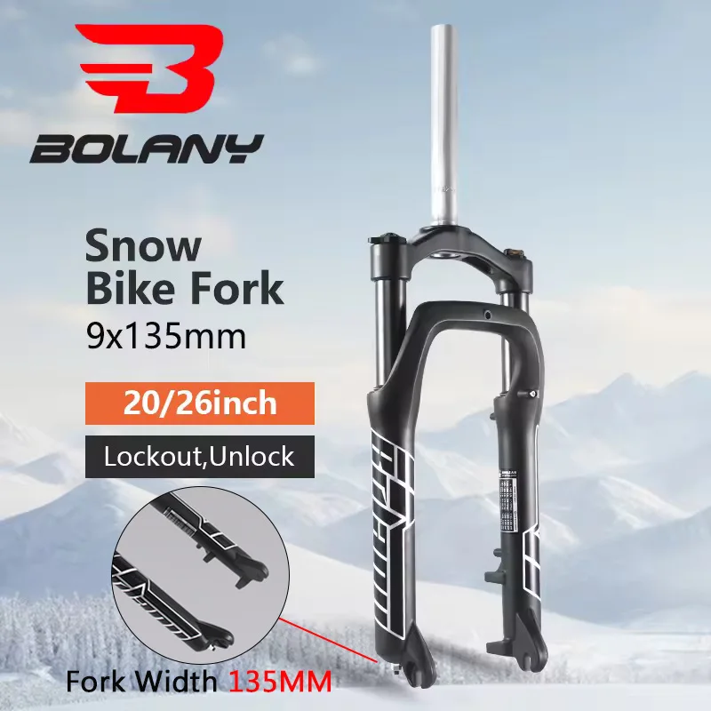 BOLANY Snow Bike Sand Bike Spring Mechanical Fork 9x135mm 20/26inch 4.0 Suitable for Mountain Bikes & E-bikes Bike Parts