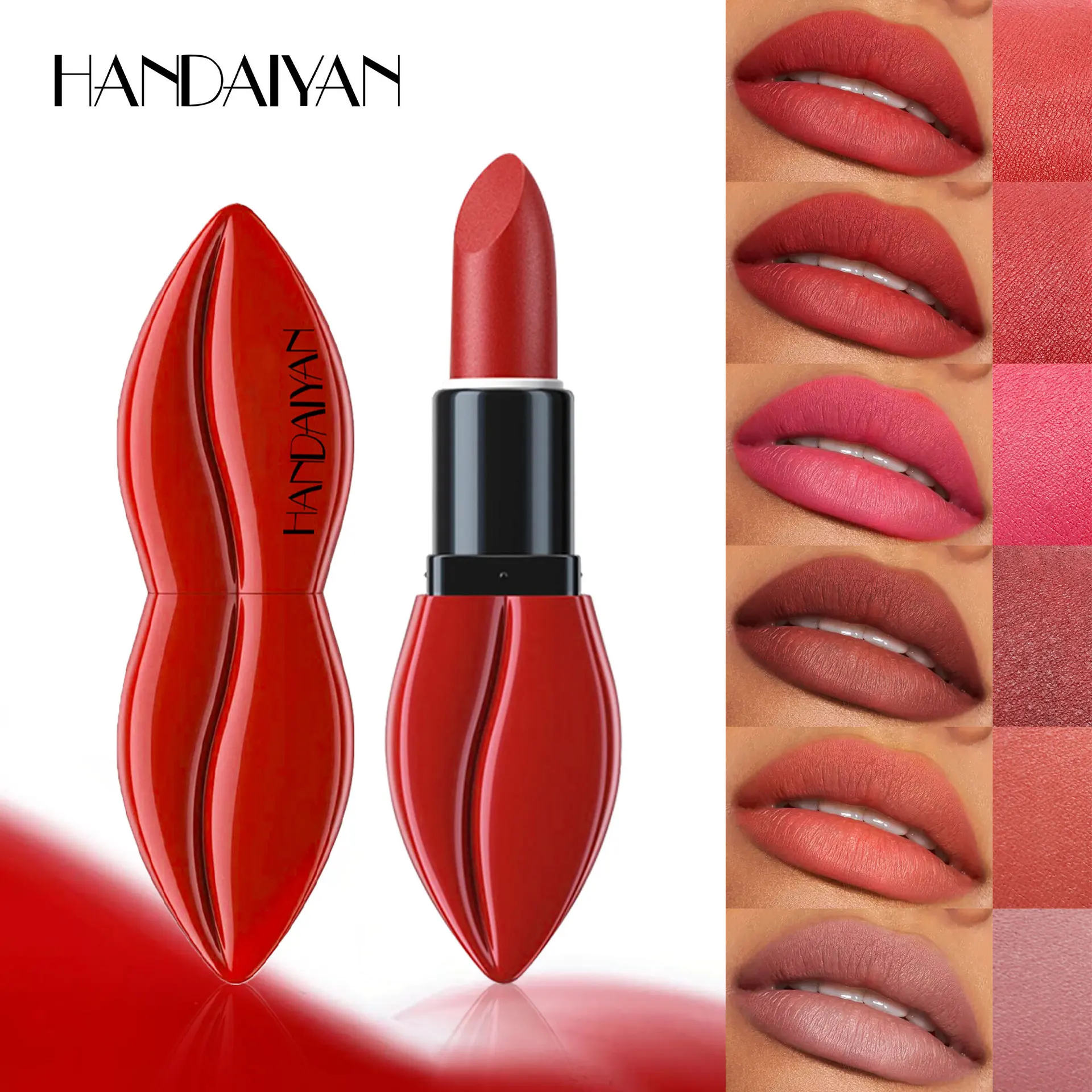 Premium Waterproof Matte Lipstick 6 Colors Lip Shape Easy Glide Transfer Proof Long Lasting Soft Smooth Non Drying