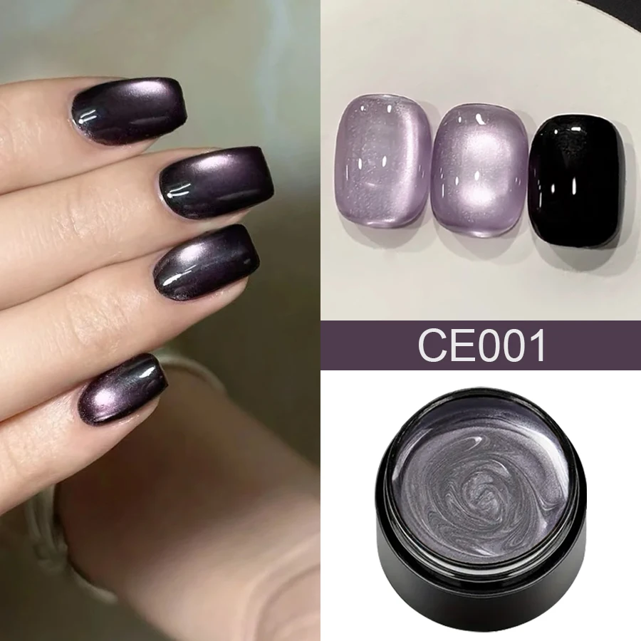 Lila Cat Eye Gel Nagellack Dreamland Winter Magnetischer Gelpoliermittel Soak Off UV LED Gel Varnis Schwarz Farbe Gothic Style Nail Art