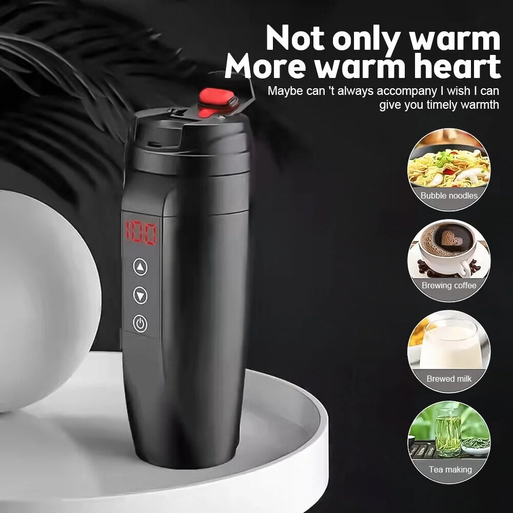 450ML Car Heated Smart Cup 304 stainless steel Automobile water heater cup 12V