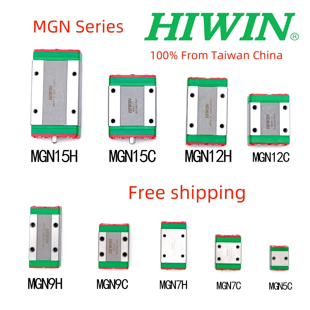 Free Shipping HIWIN Original Slide Block Miniature Linear Rail Guide MGN5C MGN7H MGN7C MGN9H MGN9C MGN12C MGN12H MGN15H MGN15C