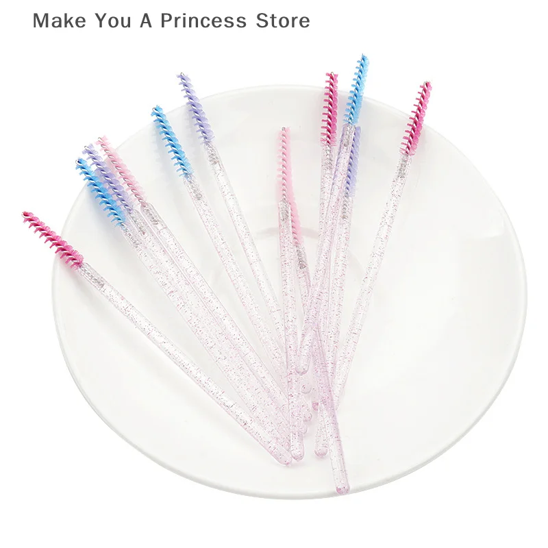 50 pièces Extension de cils arc-en-ciel cristal Mascara baguette applicateur bobines cils pinceaux cosmétiques ensemble outil de maquillage