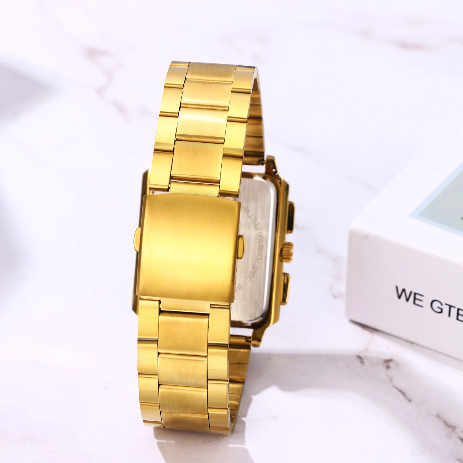 لانكاردو-ساعة كوارتز مربعة للرجال ، ستانلس ستيل ، مقاومة للماء ، أيدي مضيئة ، مقياس ماسي ، أزياء تناظرية ، كاجوال