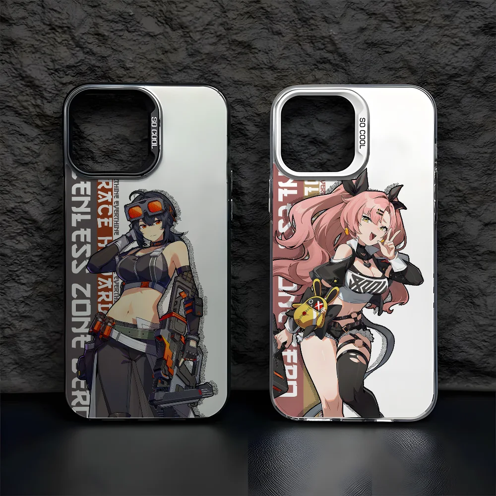 حافظة هاتف Gacha Nicole Demara لهاتف آيفون 16 15 14 13 12 11 Pro Max أسود غير لامع متعدد الألوان ليزر معدني أورورا فوندا