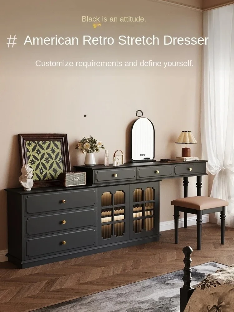 American dresser, chest, integrated storage cabinet, master bedroom telescopic two-in-one desk