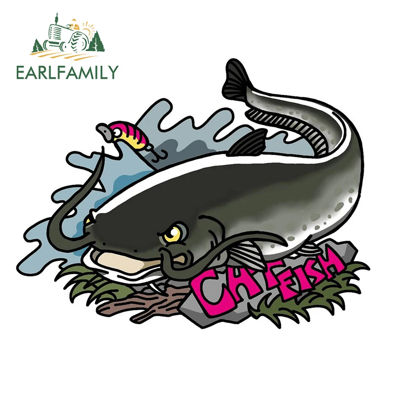 EARLFAMILY 13 cm x 7,6 cm für Katze, Fisch, Auto, LKW, Aufkleber, Stoßstange, Fenster, Anime-Körper, für Auto, kratzfeste Aufkleber für VAN SUV