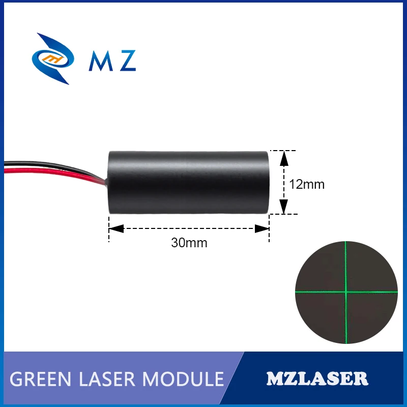Economical Compact Green Cross Laser Diode Module 520nm D12mm 0.5mW 1mW 5mW 3V Practical Cost-effective Industrial Grade Laser