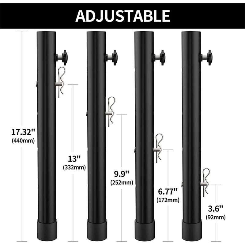 A88E-Table Leg Extenders For Folding Tables Straight/Bent Leg, Folding Table Leg Extensions, Heights Adjustable Risers 12PCS