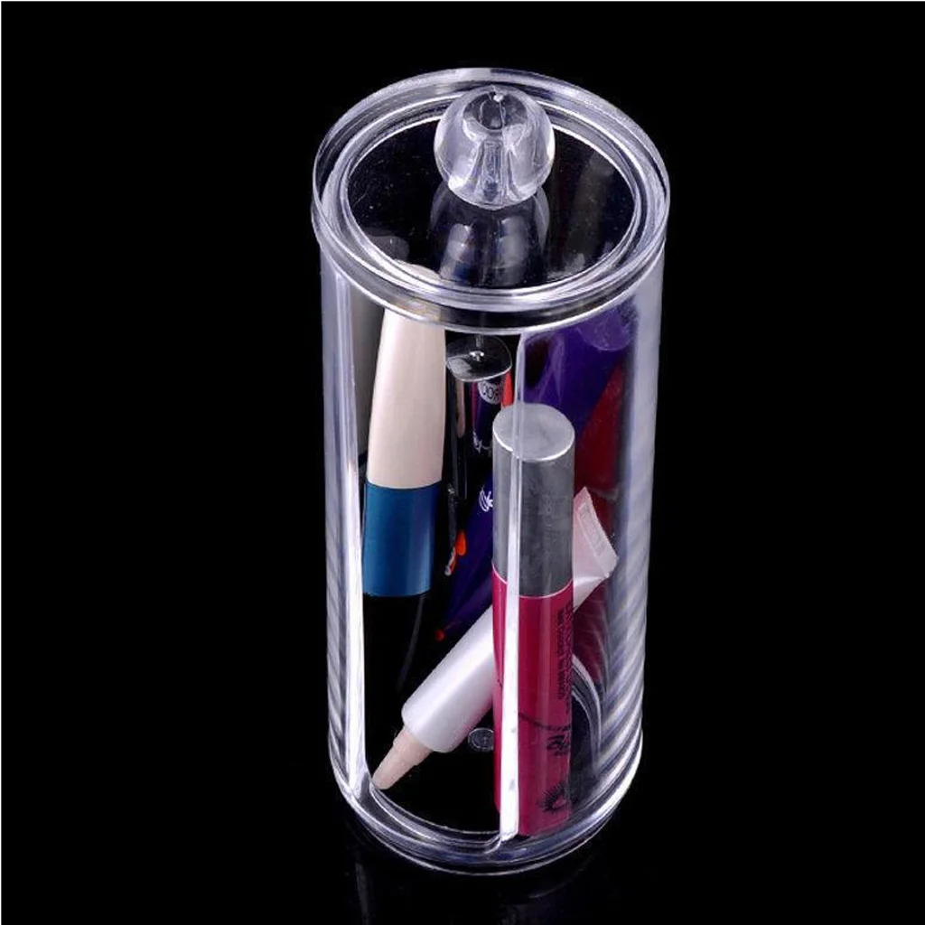 

Clear Acrylic Cotton Swab Box Makeup Organizer Plastic Q-tip Holder Bathroom Storage Case for Dressing Table