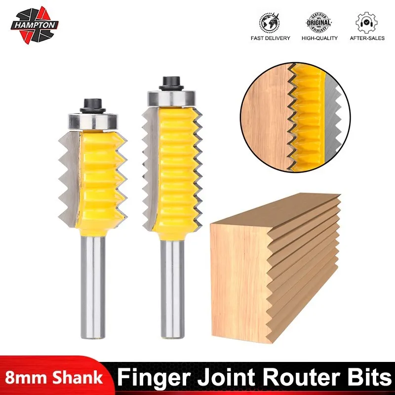 8mm Shank Finger Joint Router Bits Glue Panel V Joint Milling Cutter for Woodworking Tools Tenon Bits
