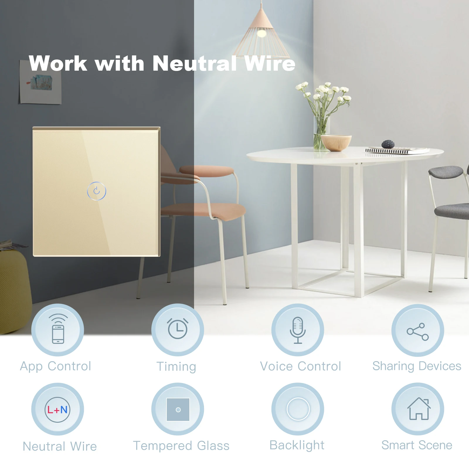 BSEED Tuya สวิทช์ Wifi 1 2Way Wall Light สวิทช์สำหรับบันไดหน้าจอโทรศัพท์ Google Home App ควบคุมสมาร์ท10A