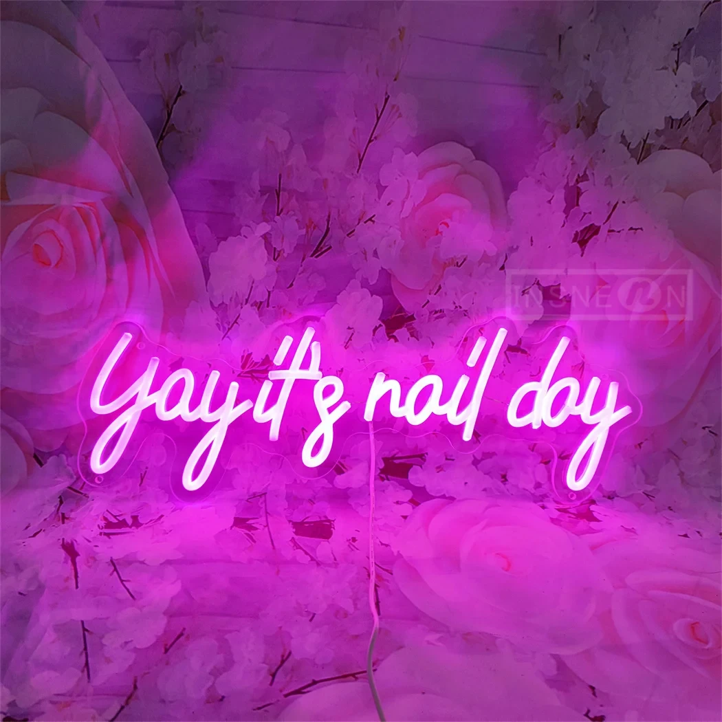 Yay it's nail day Neon Sign LED Neon Light For Nail shop Beauty Shop Decoration Business Signs Room wall Decoration Lights