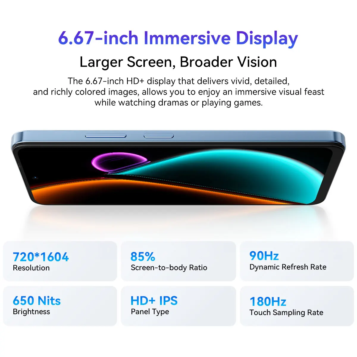 Blackview COLOR 6 smartphone 6,67 inch display MTK G81 8 GB RAM 128 GB / 256 GB ROM 50 MP camera 5000 mAh batterij Android 15 mobiele telefoon