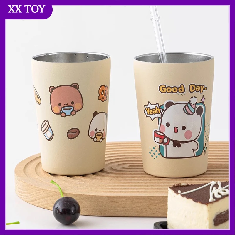 Anime Yi Er Bu Bu Kawaii Figure Animation Around 304 Stainless Steel Frosted Drinking Cups Straw Cups Peripheral Products Gift