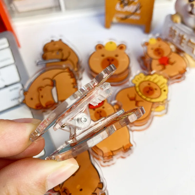 Kawaii Capybara Spring Clips Cartoon Capybara Thick Plastic Spring Clips Office Useful Clips Student Stationery