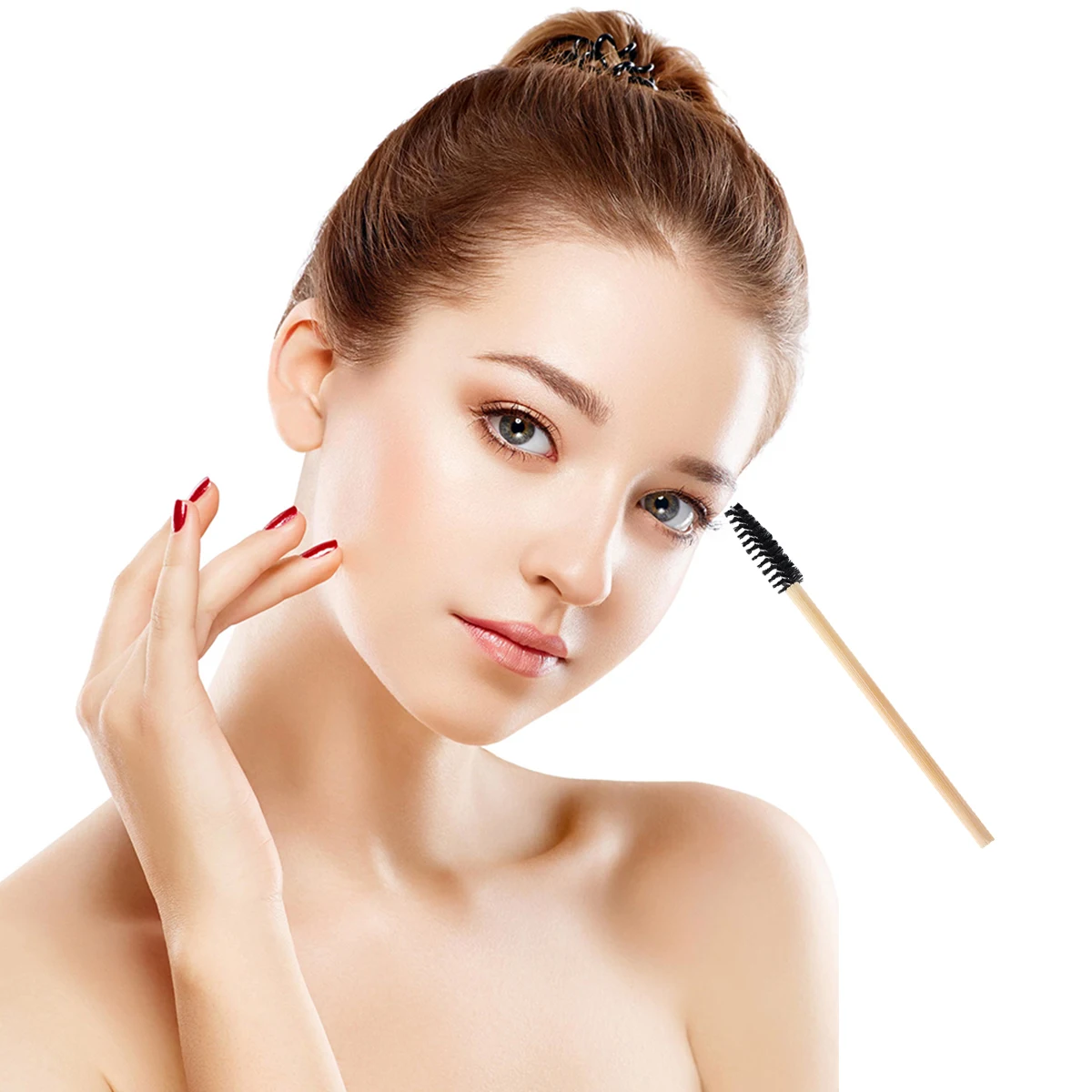 

20 Pcs Black Eyelash Bamboo H Brushes Polyester Material Lightweight Portable Makeup Supplies Eyebrow Combs Salon