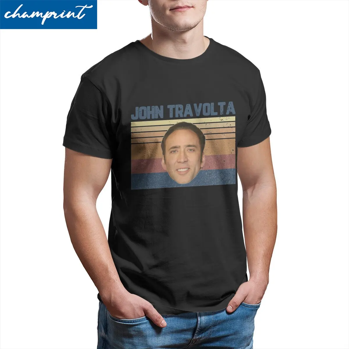 Men's T-Shirts Nicolas Cage is John Travolta Face Off Humorous Cotton Tee Shirt Short Sleeve  T Shirt Round Neck Clothing Summer