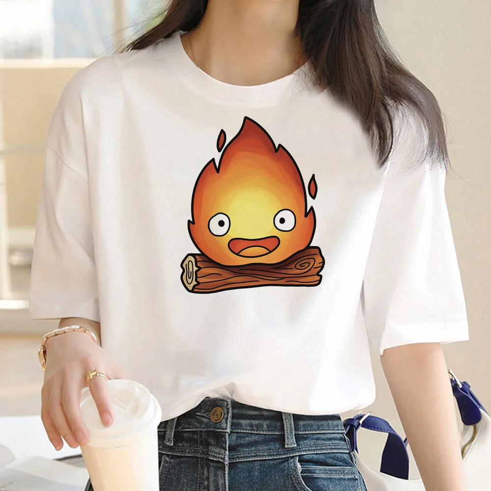 Calcifer t-shirts women manga designer summer top female manga clothing