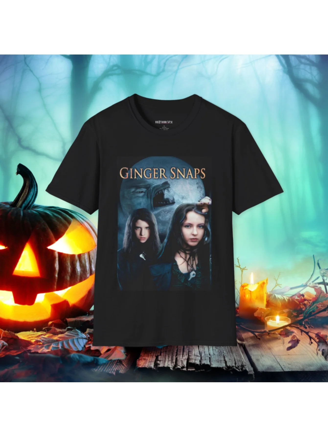 Футболка с постером фильма ужасов Ginger Snaps — 100% хлопок, черная с белым графическим принтом, круглый вырез, стиль бохо, всесезонная Comfo