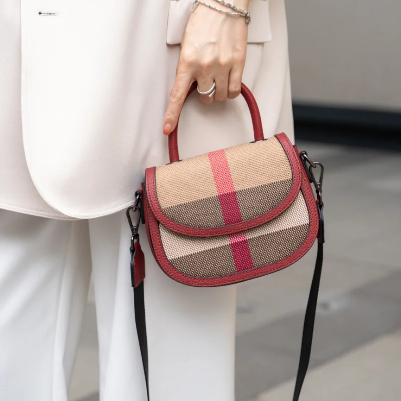 Luxury Brand Designer Crossbody Bags for Women 2023 New Plaid Canvas Shoulder Bags Female Casual Fashion Small Bag Trend Handbag