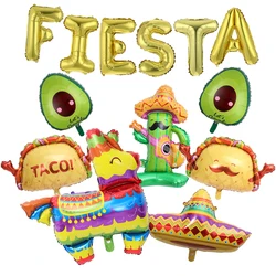 4/13pcs Mexico Taco Cactus Foil Balloons Wedding Birthday Baby Shower New Year Supplies Mexican Fiesta Theme Party Decorations