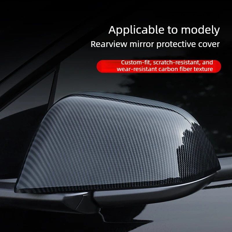 

For Tesla Model 3 Y Mirror Cover Carbon Fiber Look Glossy Matte Black Pearl White Rear View Shell Cap Protection