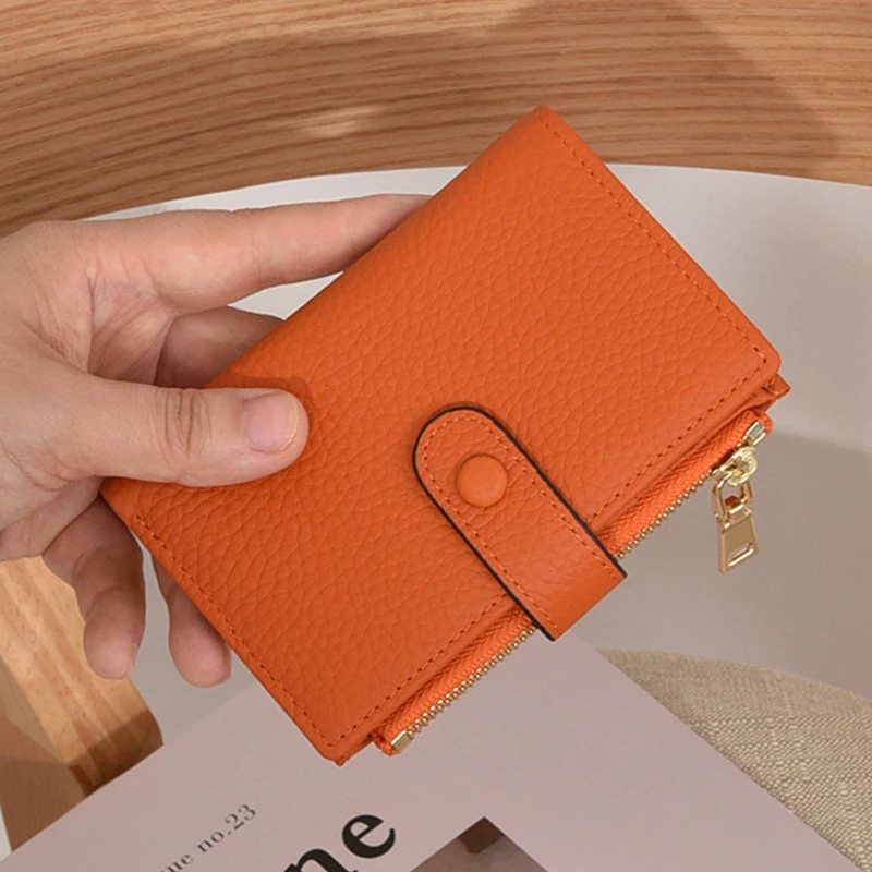 Genuine Leather Women Wallet Designer Key Case Cowhide Men Keychain Wallets High Quality Card Holder With Zipper Coin Purse 2023