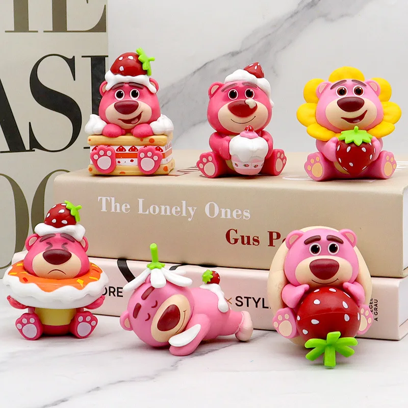 

Cute Disney Losto Anime Figure PVC Action Figurine Party Dessert Strawberry Bear Collectible Model Decoration Toy For Gift Kids