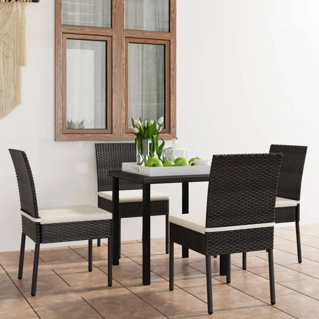 

5 Piece Patio Dining Set Poly Rattan Black D Outdoor Table and Chair Sets Outdoor Furniture Sets